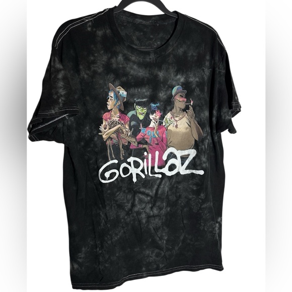 Gorillaz Other - Gorillaz Shirt Mens Large Black Tie Dye Graphic Band Tee Cartoon Music Group